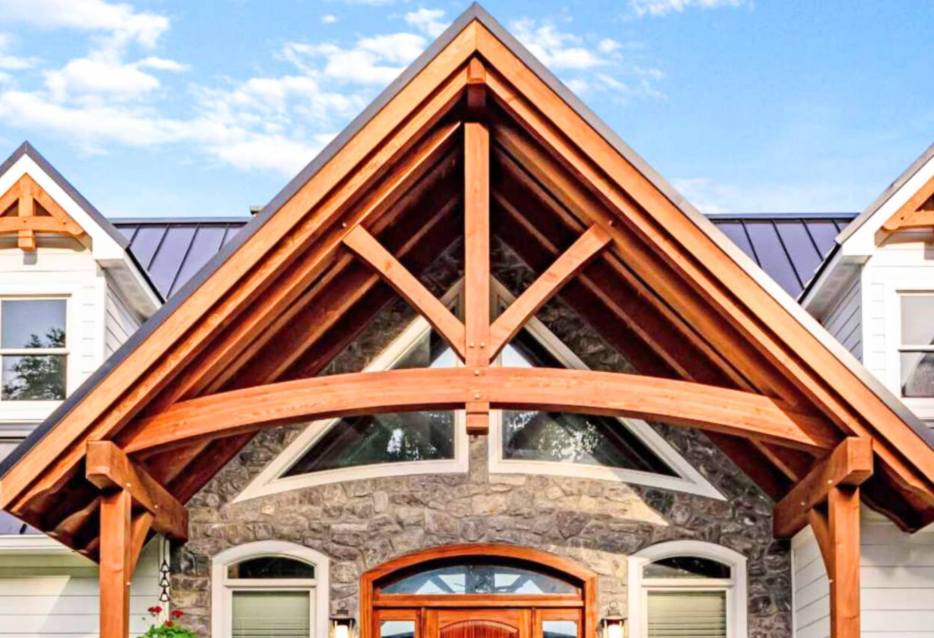 A house with a wooden roof